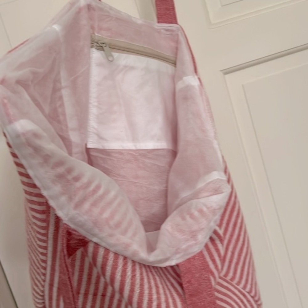 RLH Stripe Bag Red Natural Loom Weave Organic Cotton Travelin’ Light REwork NEW! - Picture 8 of 16